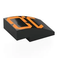 Brick Curved 3 x 2 No Studs with Digital Orange '1.0' Print, Black