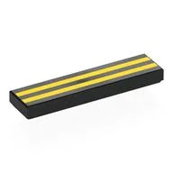 Tile 1 x 4 with Yellow Stripes Print, Black