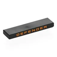 Tile 1 x 4 with Orange 'DEFENDER' on Side Print, Black