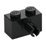 Brick Special 1 x 2 with Pin, Black
