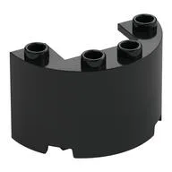 Cylinder Half 2 x 4 x 2 with 1 x 2 Cutout, Black
