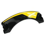 Technic Panel Car Mudguard Arched 9 x 2 x 3, Arched Top #42 with Yellow Paint, White X Print, Black