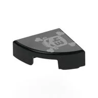 Tile Round 1 x 1 Quarter with Silver Skull, '43' Print, Black
