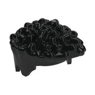 Hair Curly with Point, Smooth Back, Black