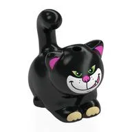 Animal, Cat, Chubby with White Face, Tan Toes, Green Eyes, Dark Pink Ears, Nose Print, Black