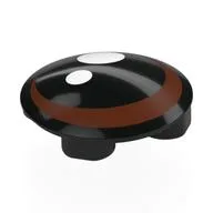 Plate Round 2 x 2 with Rounded Bottom with Eye, Reddish Brown Iris White Pupil Print, Black