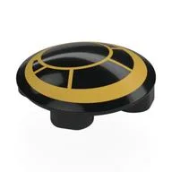 Plate Round 2 x 2 with Rounded Bottom with Gold Circles (Window) Print, Black