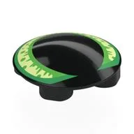 Plate Round 2 x 2 with Rounded Bottom with Yellowish Green/Lime/Green Cat Eye Print, Black