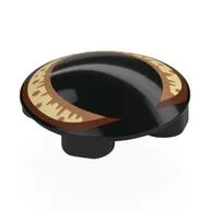 Plate Round 2 x 2 with Rounded Bottom with Tan/Nougat/Reddish Brown Cat Eye Print, Black