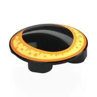 Plate Round 2 x 2 with Rounded Bottom with Yellow Cat Eye Print, Black