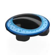 Plate Round 2 x 2 with Rounded Bottom with Blue Cat Eye Print, Black