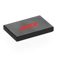 Tile 2 x 3 with Red 'F1' Print, Black