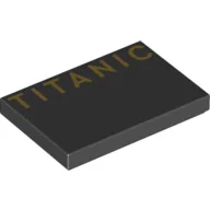 Tile 2 x 3 with Gold 'TITANIC' Print, Black