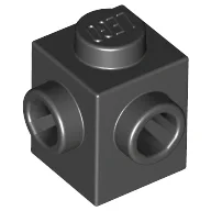 Brick Special 1 x 1 with Studs on 2 Adjacent Sides, Black