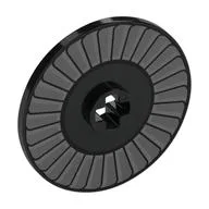 Technic Disc 3 x 3 with Light Bluish Grey Lines Print (Fan Blades), Black