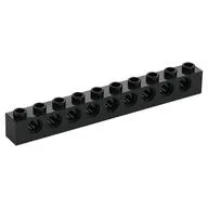 Technic Brick 1 x 10 [9 Pin Holes], Black