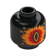 Minifig Head, Orange/Red Eye of Sauron / King Theoden, Sky, Red Sun, Dark Bluish Grey Clouds, Horse Print, Black