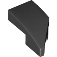 Brick Wedged, Curved 2 x 1 with Stud Notch Left, Black