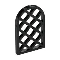 Window 1 x 2 x 2 2/3 Pane Lattice Diamond with Rounded Top, Black