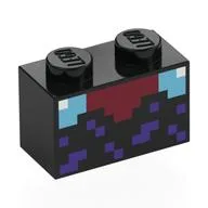 Brick 1 x 2 with Pixelated Enchantment Table Print, Black