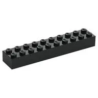 Brick 2 x 10, Black