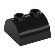 Brick Curved 2 x 2, Two Top Studs, Black