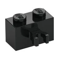 Brick Special 1 x 2 with Vertical Clip [Open O Clip], Black