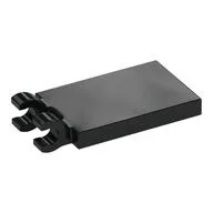 Tile Special 2 x 3 with 2 Clips [Thick Open O Clips], Black