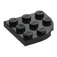 Plate Round Corner 3 x 3, Black