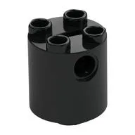 Brick Round 2 x 2 x 2 Robot Body, Axle Holder '+' Orientation, Black