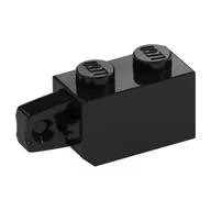 Hinge Brick 1 x 2 Locking with 1 Finger Vertical End, Black