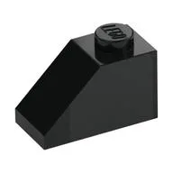 Brick Sloped 45° 2 x 1 with Bottom Pin, Black