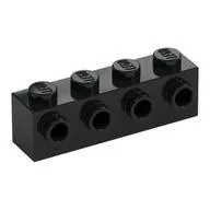 Brick Special 1 x 4 with 4 Studs on One Side, Black