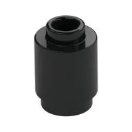 Brick Round 1 x 1 Open Stud, Black