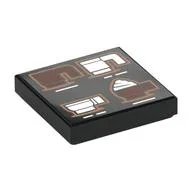 Tile 2 x 2 with Coffee Mugs Print, Black