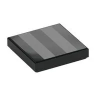 Tile 2 x 2 with Silver Stripes Print, Black