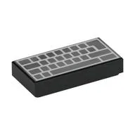 Tile 1 x 2 with Computer Keyboard with No Letters Print, Black