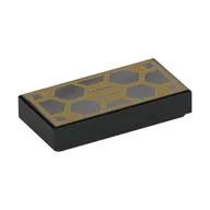Tile 1 x 2 with Gold Circuitry / Solar Panel Print, Black