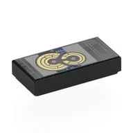 Tile 1 x 2 with Tablet, Silver/Tan Death Star Plans Print, Black