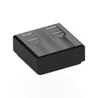 Tile 1 x 1 with Dark Bluish Grey Stripes, Clasps Print, Black