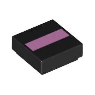 Tile 1 x 1 with Bright Pink Stripe Print, Black