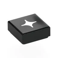 Tile 1 x 1 with White Star Print, Black