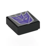 Tile 1 x 1 with Dark Purple Sound Wave Print, Black