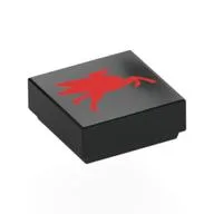 Tile 1 x 1 with Red Flying Pegasus, Going Left Print, Black