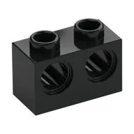 Technic Brick 1 x 2 [2 Pin Holes], Black