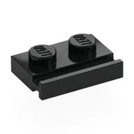 Plate Special 1 x 2 with Door Rail, Black