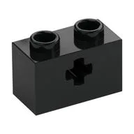 Technic Brick 1 x 2 with Axle Hole Type 1 [+ Opening] and Bottom Pin, Black