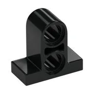 Technic Pin Connector Plate 1 x 2 x 1 2/3 [Two Holes On Top], Black