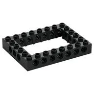 Technic Brick 6 x 8 with 4 x 6 Opening, Black