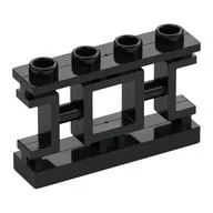 Fence 1 x 4 x 2 Ornamental Asian Lattice Square with 4 Studs, Black